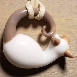 Handmade Glass Cat Necklace made in our studio